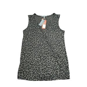NWT Lemon Tart Sleeveless Leopard Print Blouse V-Neck Women's XS